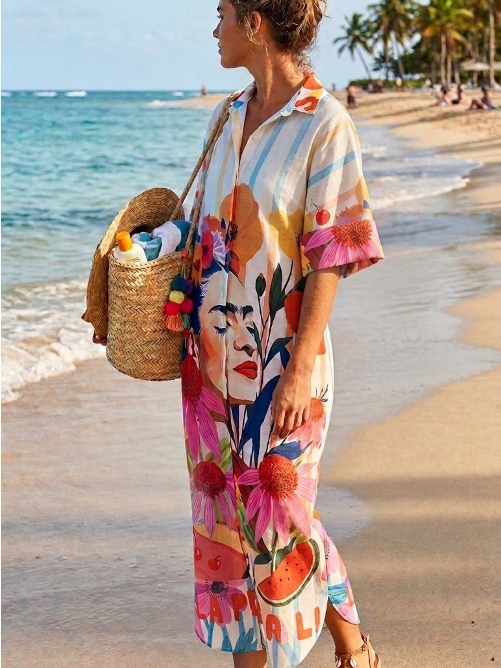MADE IN ITALY Frida Floral Graphic Maxi Dress